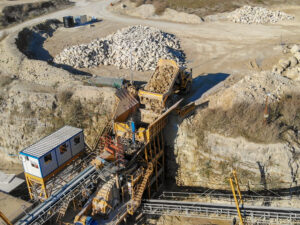Suttle Stone Quarries’ stone crusher at Swanworth Quarry, powered by electricity generated by on-site solar panels.